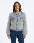 Heidi Outlet - Vinav | Langhaarige Kombinierte Pelzjacke Damen