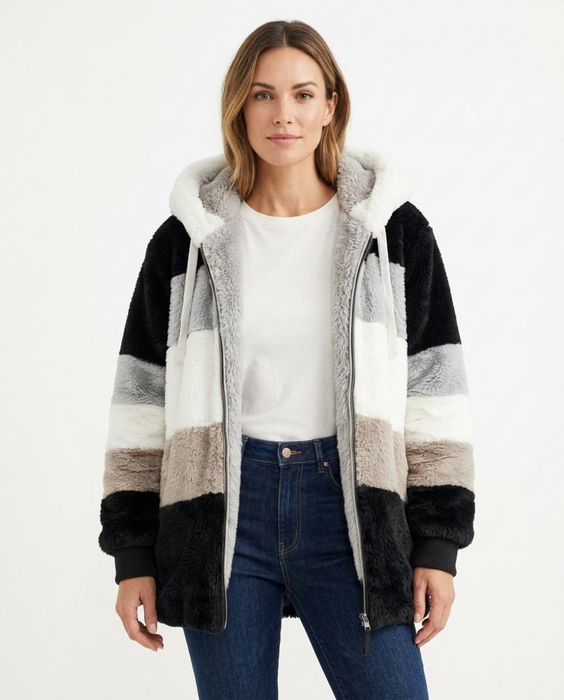 Heidi Outlet - Nidar | Gestreifte Plüschige Jacke Damen