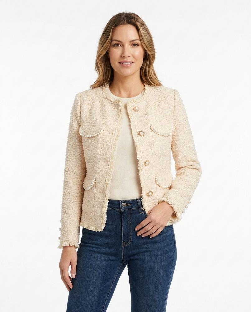 Heidi Outlet - Kasil | Strukturierte Perlenbesetzte Jacke Damen