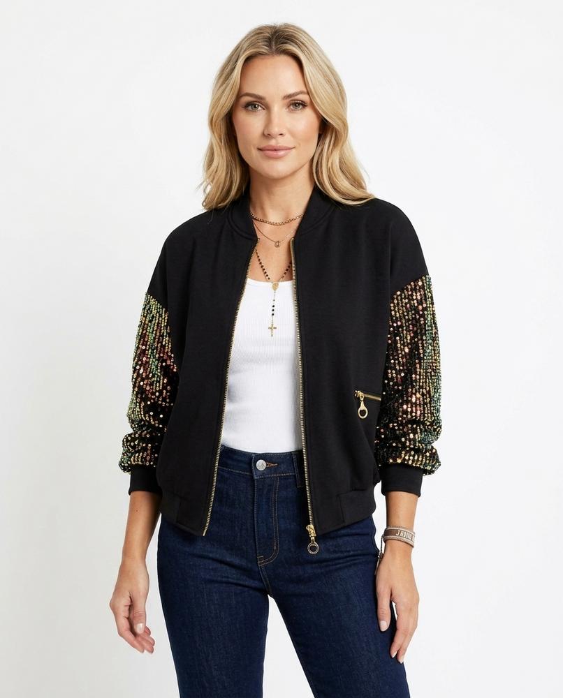 Heidi Outlet - Semir | Paillettenbesetzte Unifarbene Jacke Damen