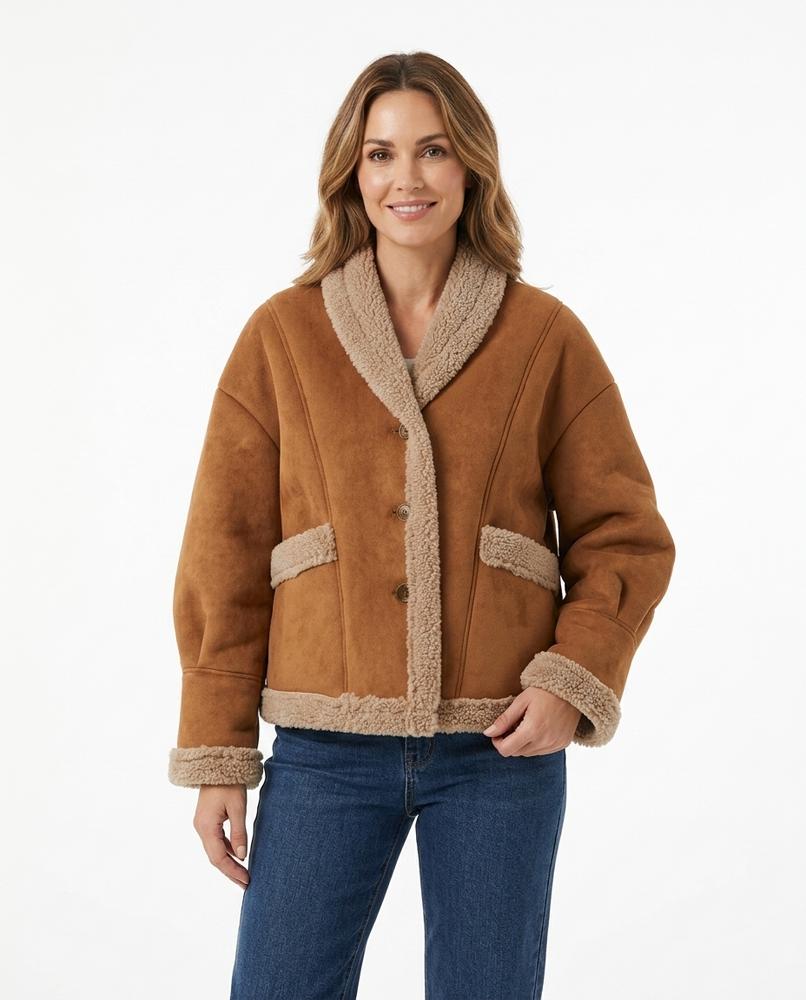 Heidi Outlet - Sesin | Gefütterte Veloursartige Jacke Damen