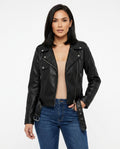 Heidi Outlet - Leren | Asymmetrische Gegürtete Jacke Damen