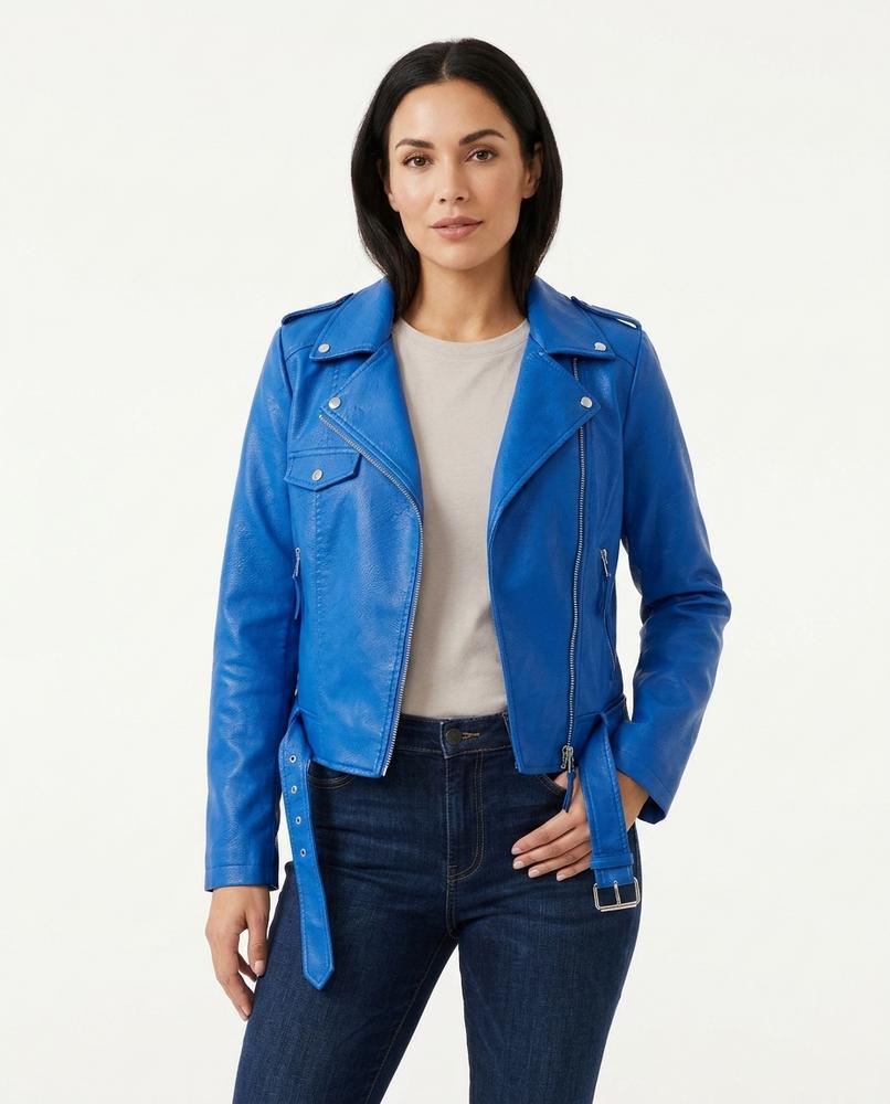 Heidi Outlet - Leren | Asymmetrische Gegürtete Jacke Damen
