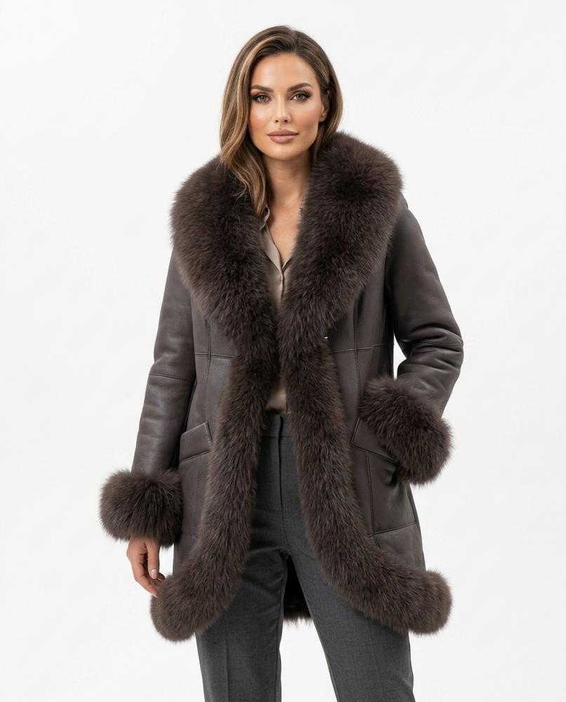 Heidi Outlet - Keser | Pelzbesetzter Glatter Mantel Damen