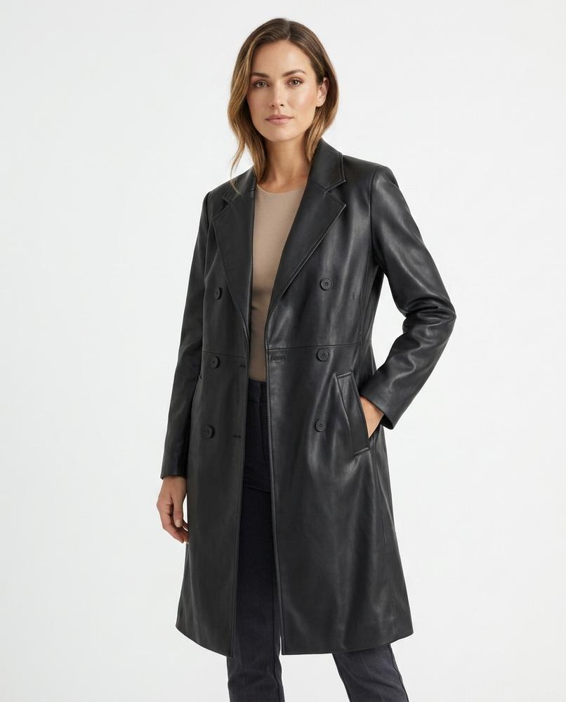 Heidi Outlet - Arlev | Doppelreihiger Glatter Mantel Damen