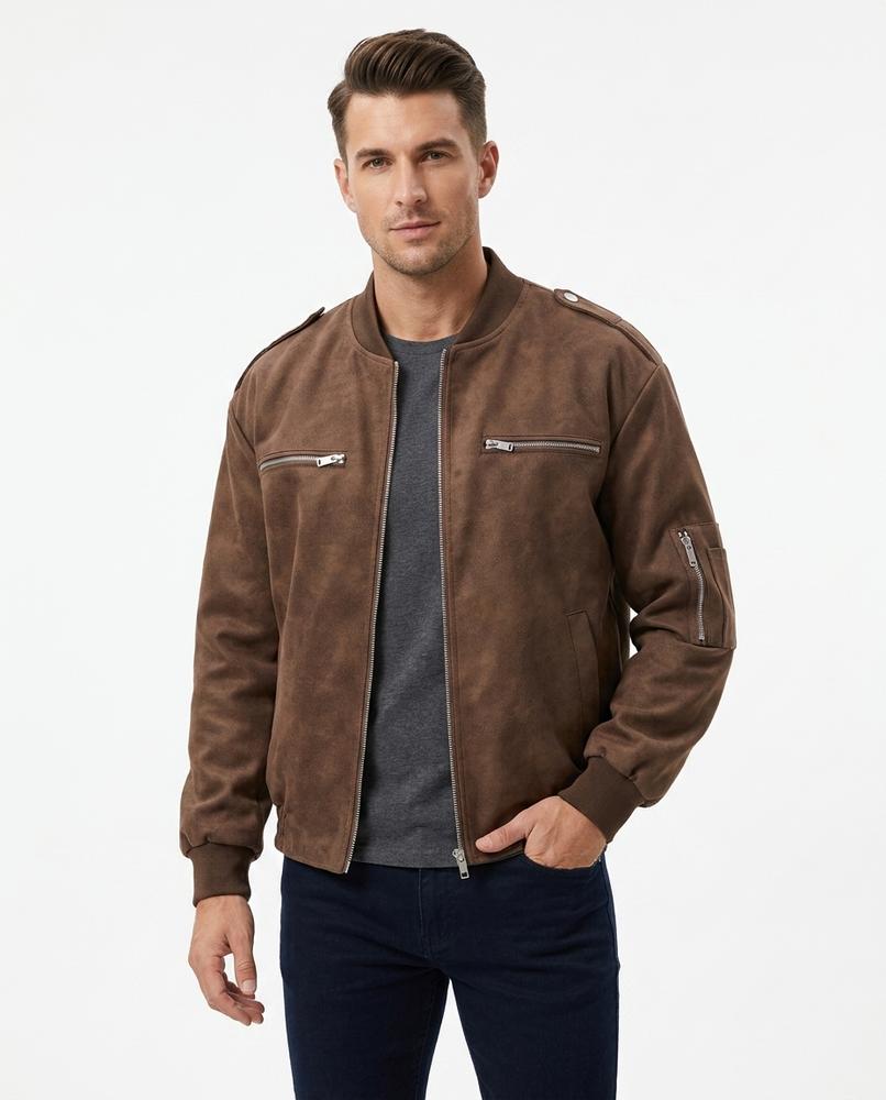 Heidi Outlet - Zamir | Velourslederartige Reißverschlussbesetzte Jacke Herren