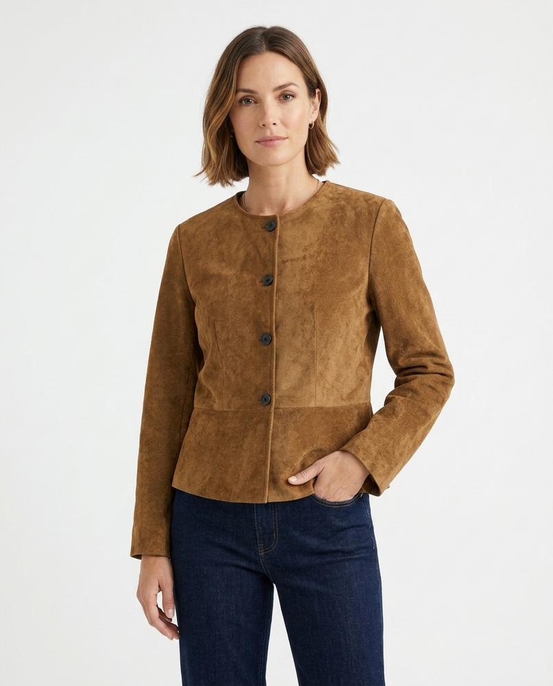 Heidi Outlet - Lasol | Geraute Kragenlose Jacke Damen