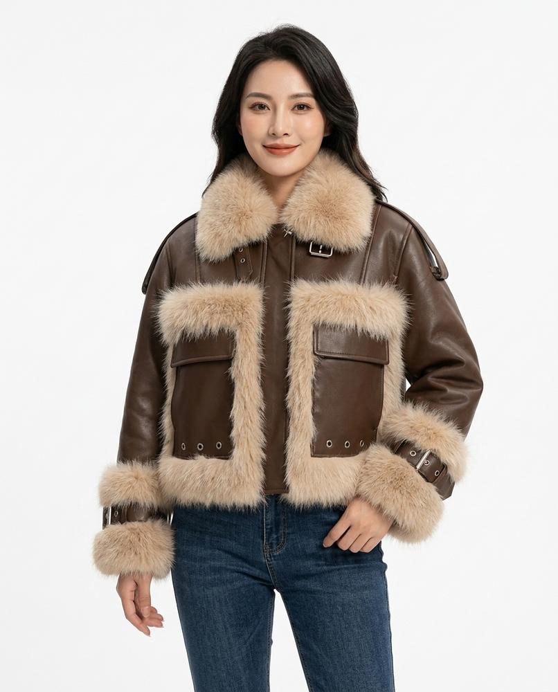Heidi Outlet - Vimin | Pelzbesetzte Taillenkurze Jacke Damen