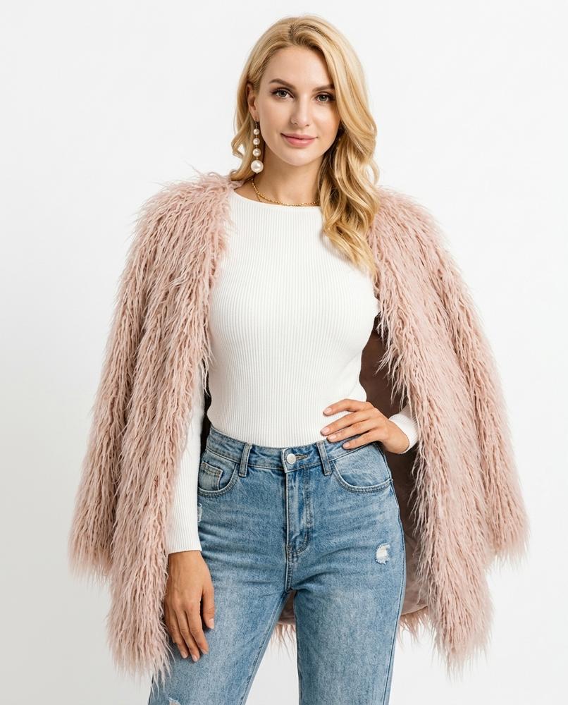 Heidi Outlet - Kalar | Zotteliger Offener Mantel Damen