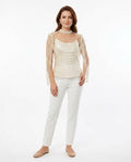 Heidi Outlet - Kaver | Perlenbesetztes Fransiges Top Damen