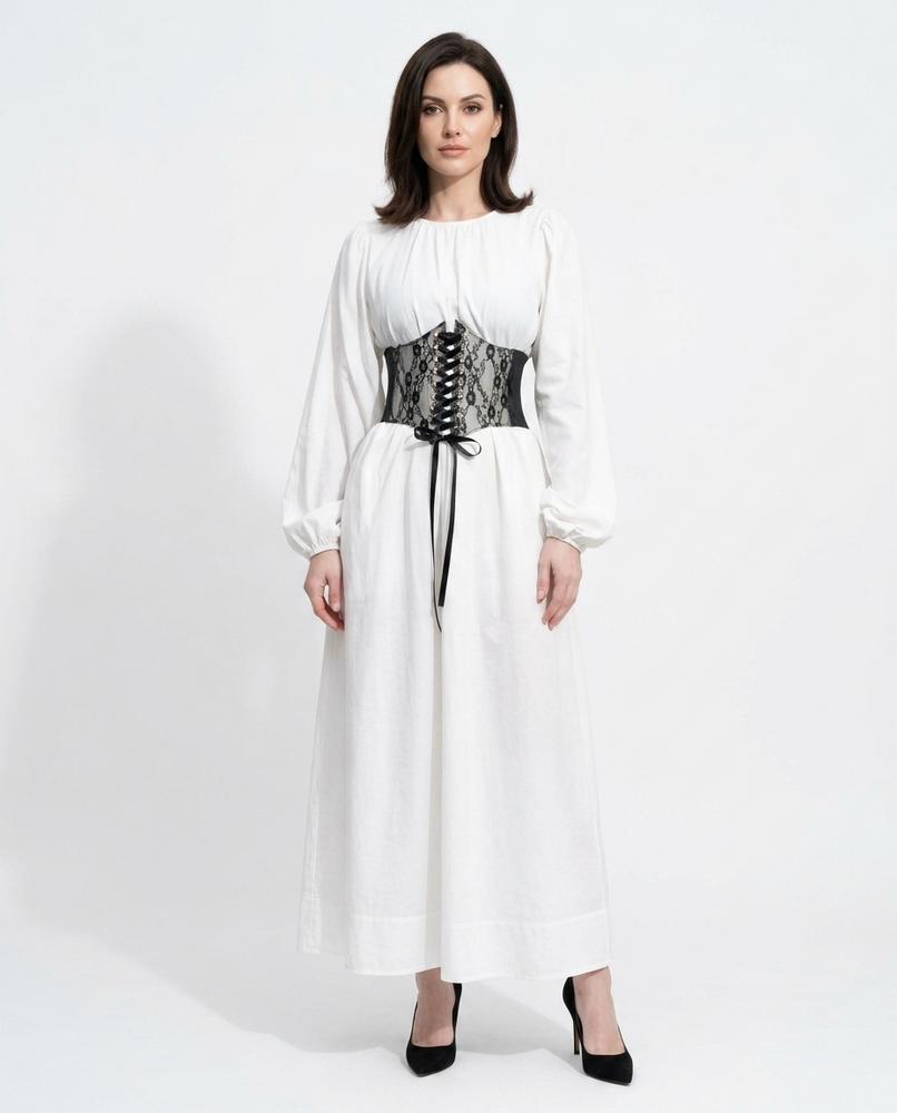 Heidi Outlet - Tamar | Langärmeliges Geschnürtes Kleid Damen