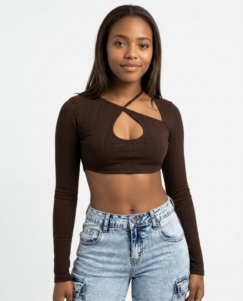 Heidi Outlet - Sevar | Langärmliges Geripptes Top Damen