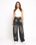 Heidi Outlet - Kaken | Weite Bestickte Hose Damen