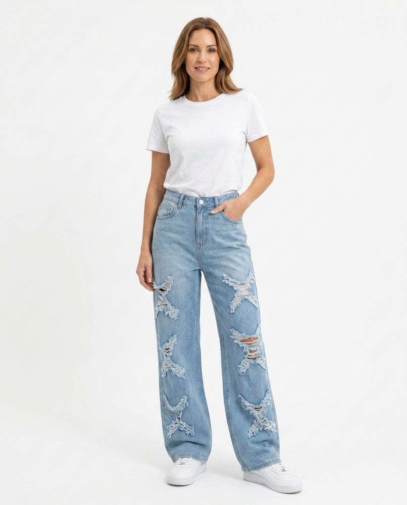 Heidi Outlet - Taron | Zerrissene Weit Geschnittene Hose Damen