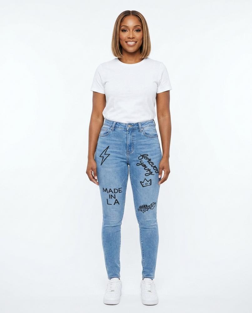 Heidi Outlet - Lyrev | Bedruckte Enganliegende Hose Damen