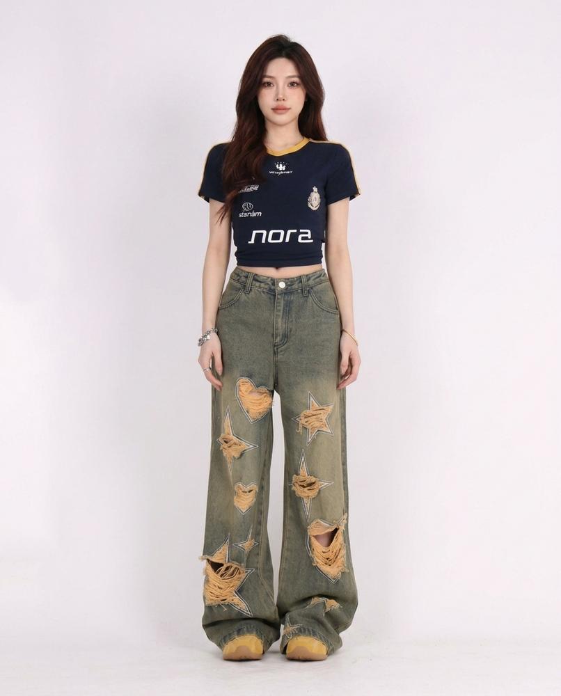 Heidi Outlet - Cavin | Zerrissene Weitgeschnittene Hose Damen