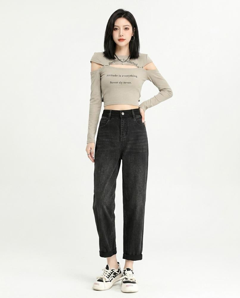 Heidi Outlet - Vizan | Hochgeschnittene Gekrempelte Hose Damen
