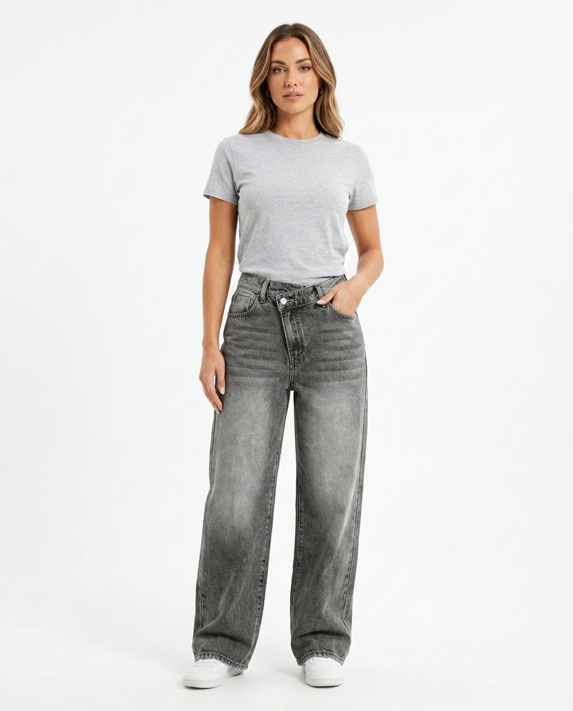 Heidi Outlet - Lemor | Asymmetrische Gewaschene Hose Damen