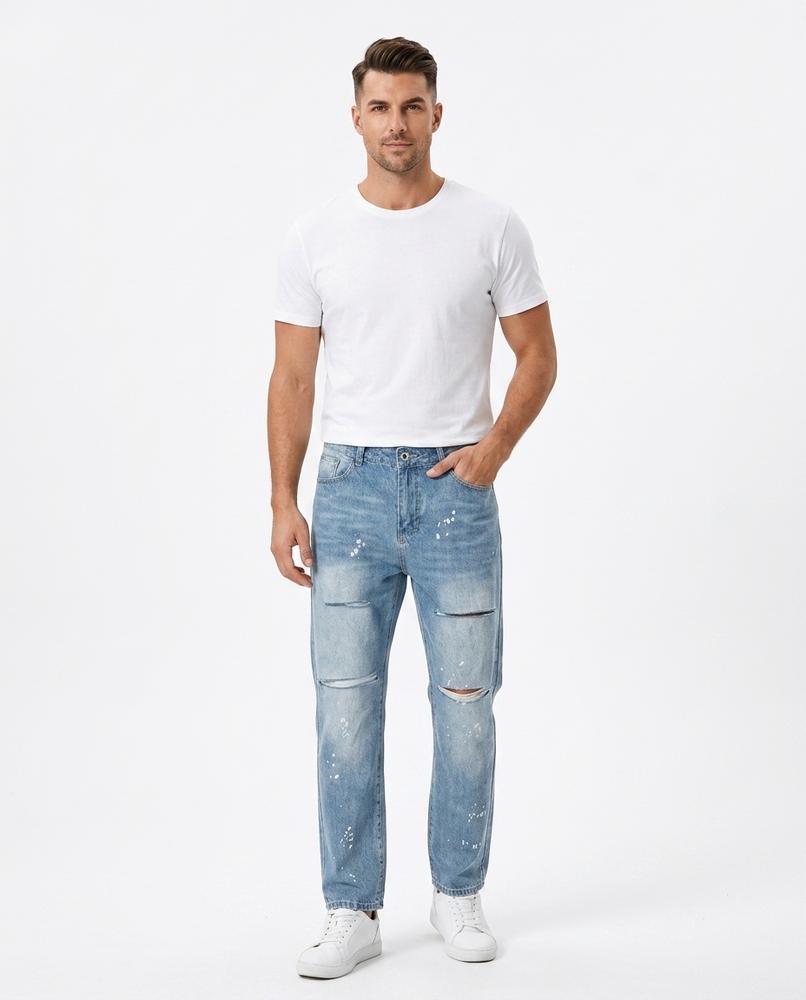 Heidi Outlet - Mazan | Zerrissene Gesprenkelte Hose Herren