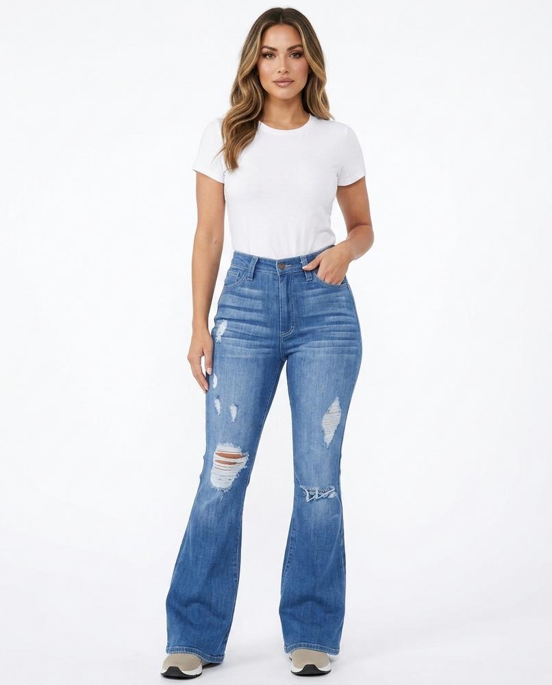 Heidi Outlet - Vekar | Zerrissene Ausgestellte Hose Damen