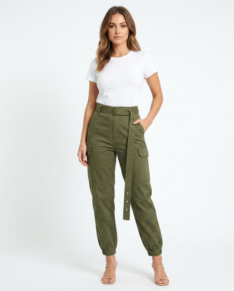Heidi Outlet - Zeron | Gegürtelte Hoch-Geschnittene Hose Damen