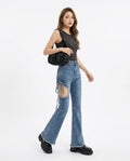 Heidi Outlet - Laser | Geschnürte Ausgestellte Hose Damen