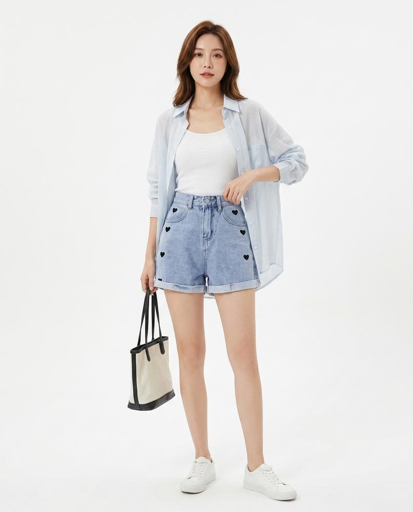 Heidi Outlet - Zatir | Bestickte Hochgeschnittene Hose Damen