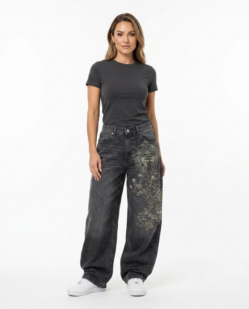 Heidi Outlet - Laver | Weitgeschnittene Gawaschene Hose Damen