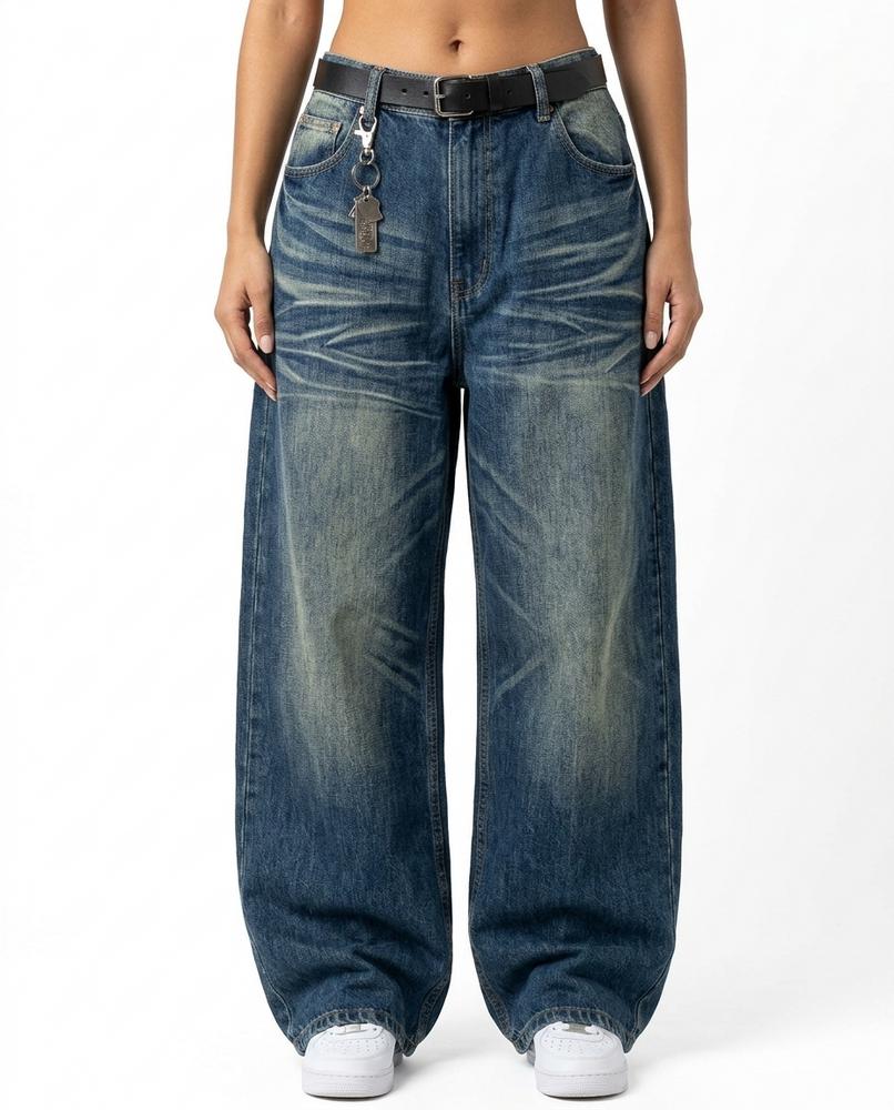 Heidi Outlet - Laver | Weitgeschnittene Gawaschene Hose Damen