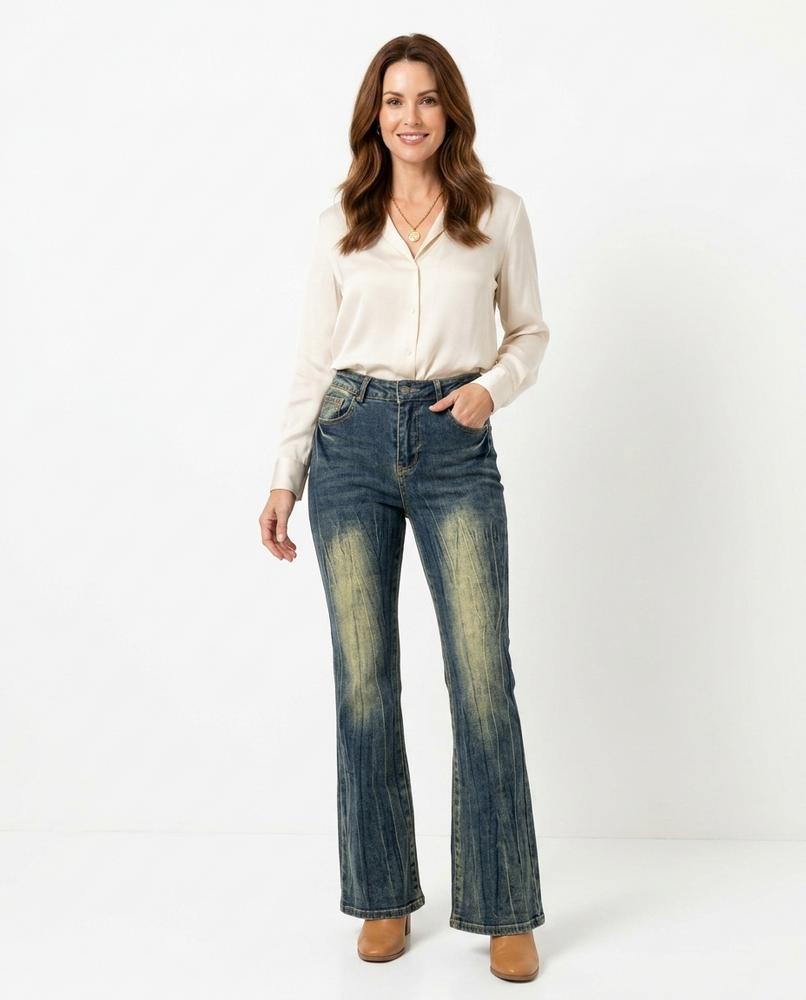 Heidi Outlet - Mirel | Ausgestellte Strukturierte Hose Damen