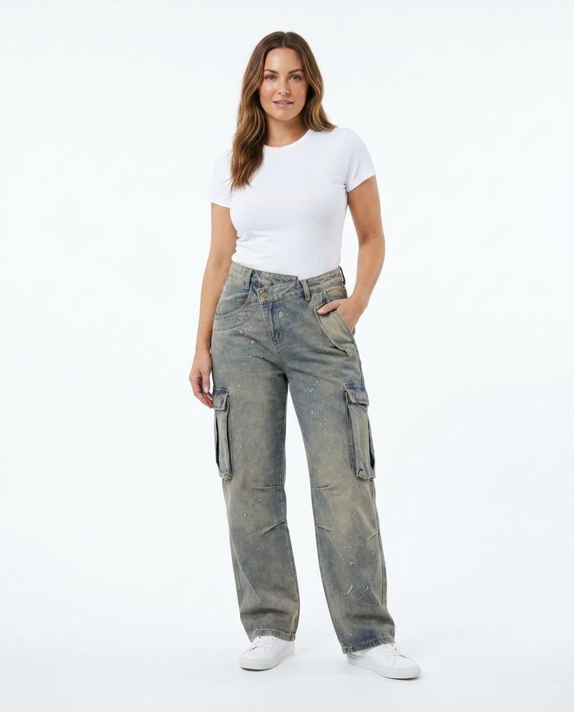 Heidi Outlet - Zevin | Gewaschene Weitgeschnittene Hose Damen