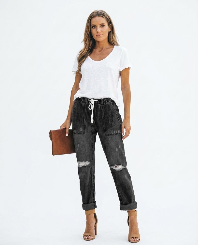 Heidi Outlet - Veren | Zerrissene Gewaschene Hose Damen
