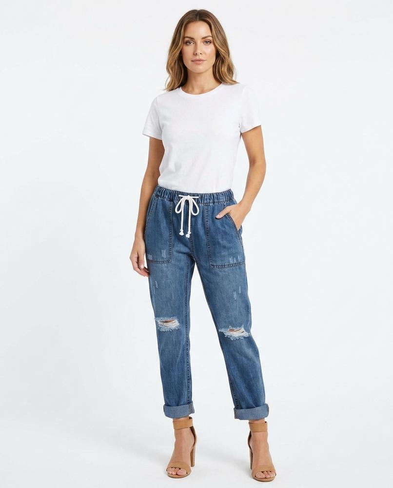 Heidi Outlet - Veren | Zerrissene Gewaschene Hose Damen