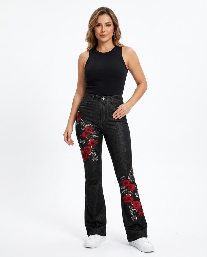 Heidi Outlet - Lovar | Bedruckte Ausgestellte Hose Damen