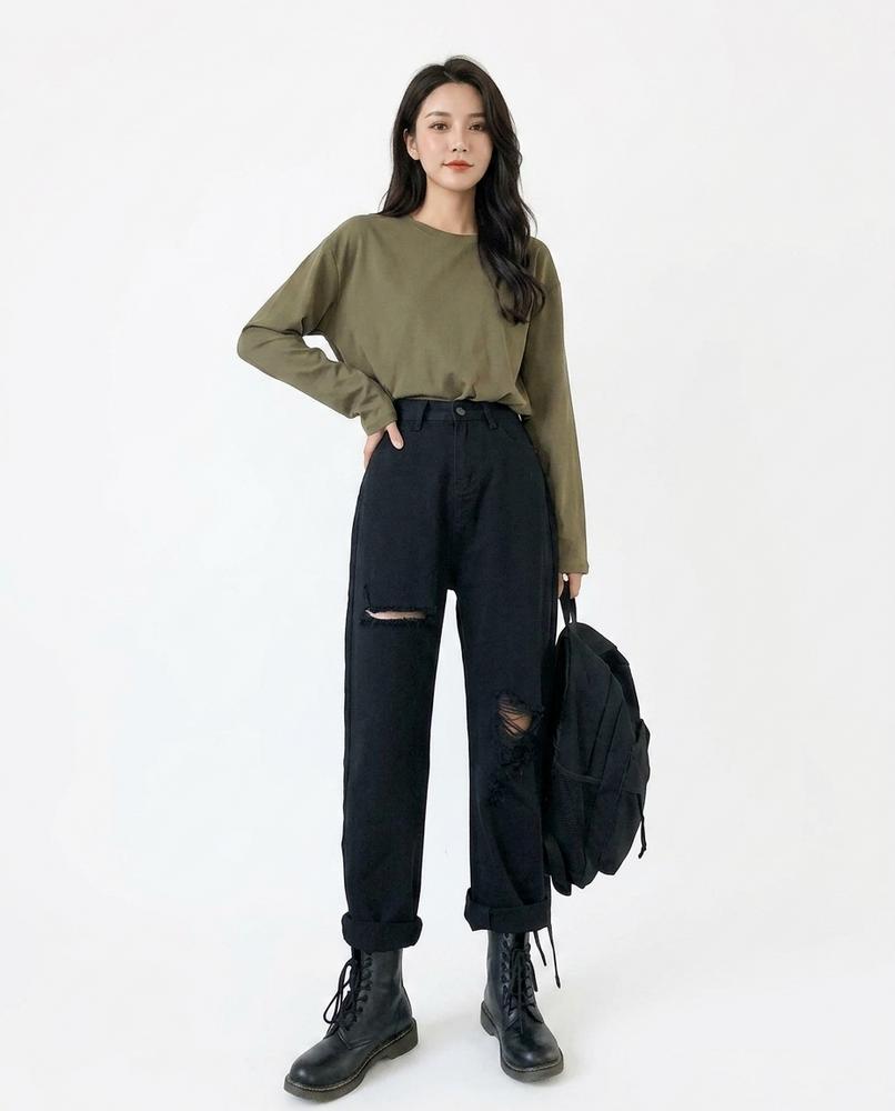 Heidi Outlet - Damor | Zerrissene Hochgeschnittene Hose Damen