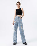 Heidi Outlet - Mirev | Gemusterte Zerrissene Hose Damen