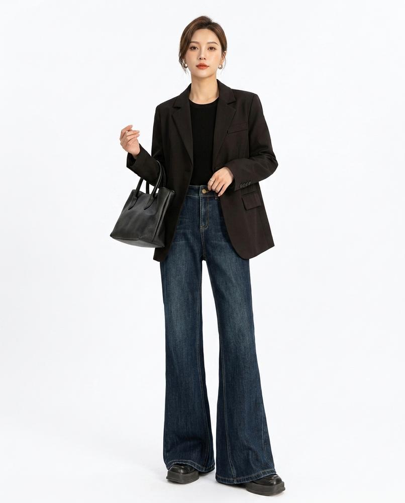 Heidi Outlet - Zaver | Ausgestellte Hochgeschnittene Hose Damen