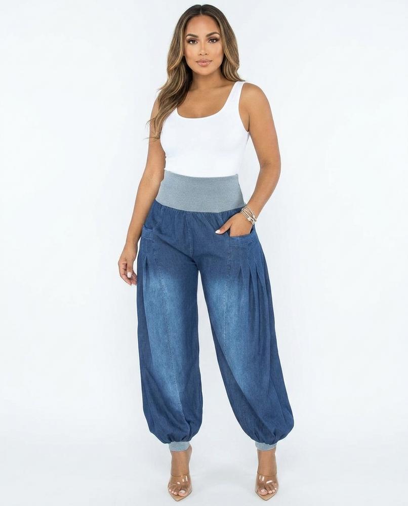 Heidi Outlet - Zahal | Weitgeschnittene Elastische Hose Damen
