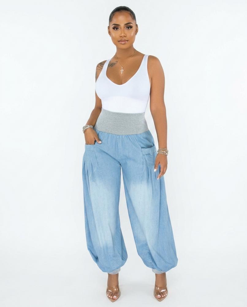 Heidi Outlet - Zahal | Weitgeschnittene Elastische Hose Damen