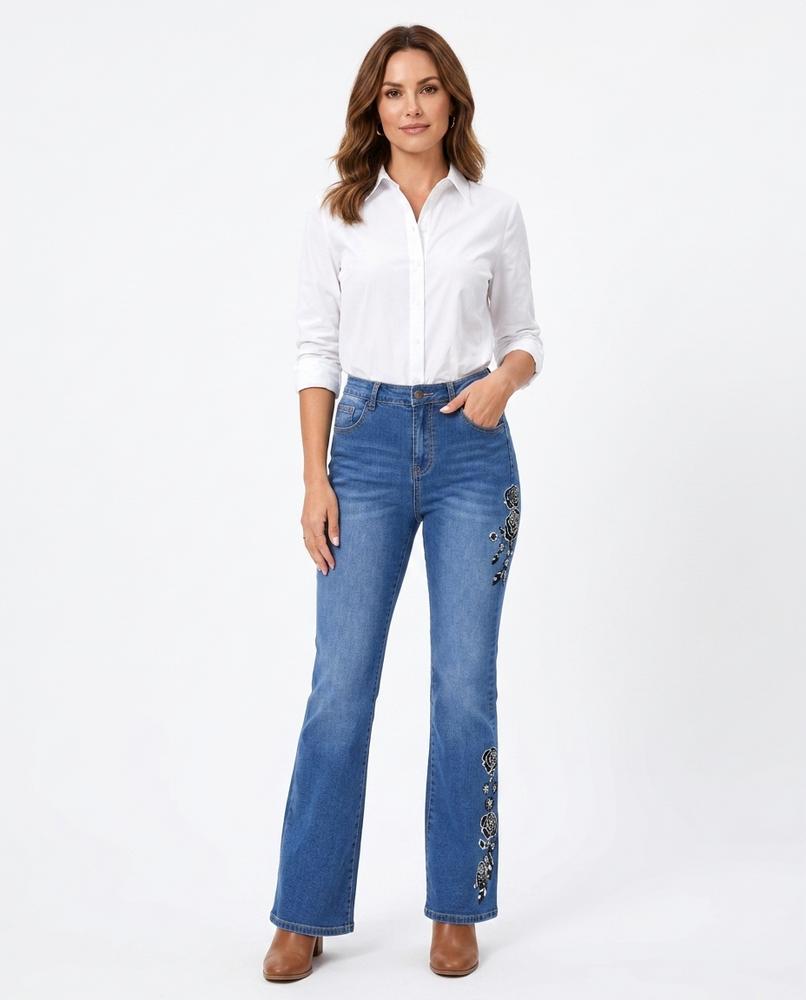 Heidi Outlet - Rosel | Bestickte Ausgestellte Hose Damen