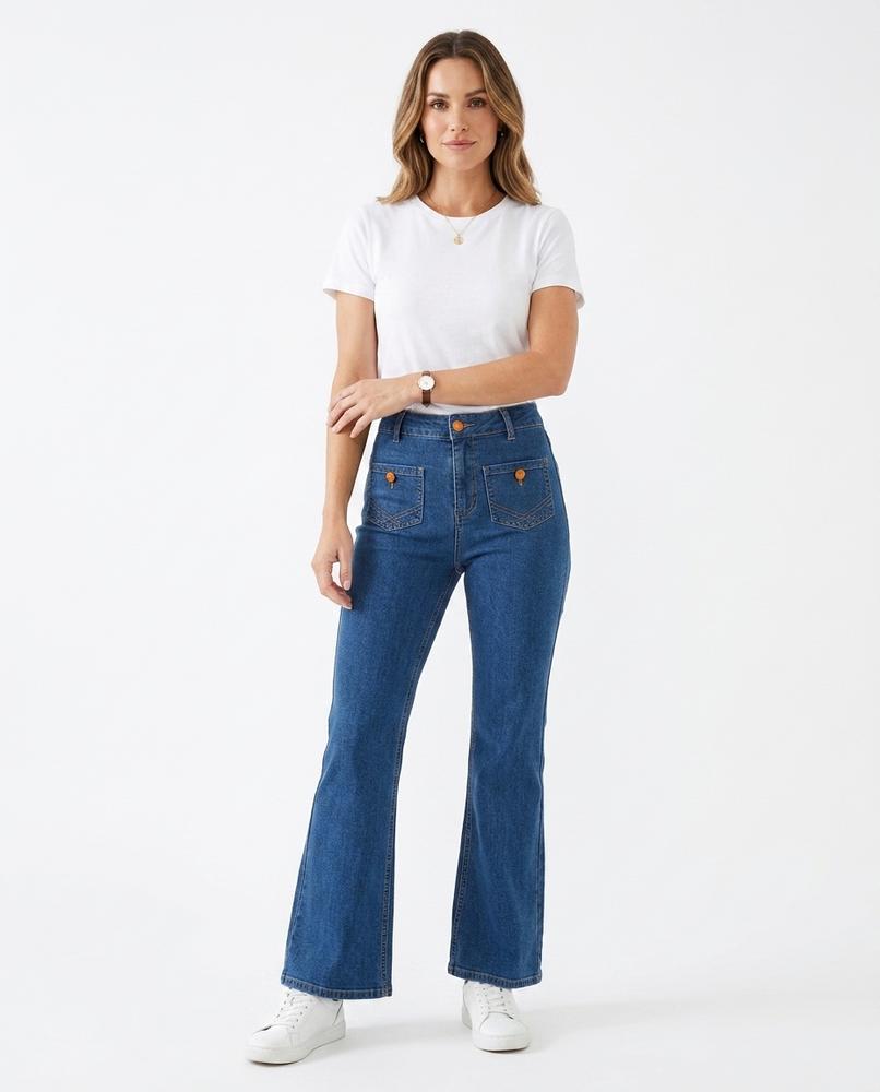 Heidi Outlet - Lykar | Hochgeschnittene Ausgestellte Hose Damen