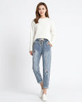 Heidi Outlet - Tinav | Verwaschene Bestickte Hose Damen