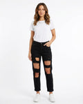 Heidi Outlet - Lenor | Zerrissene Hochgeschnittene Hose Damen