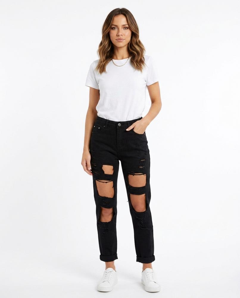 Heidi Outlet - Lenor | Zerrissene Hochgeschnittene Hose Damen