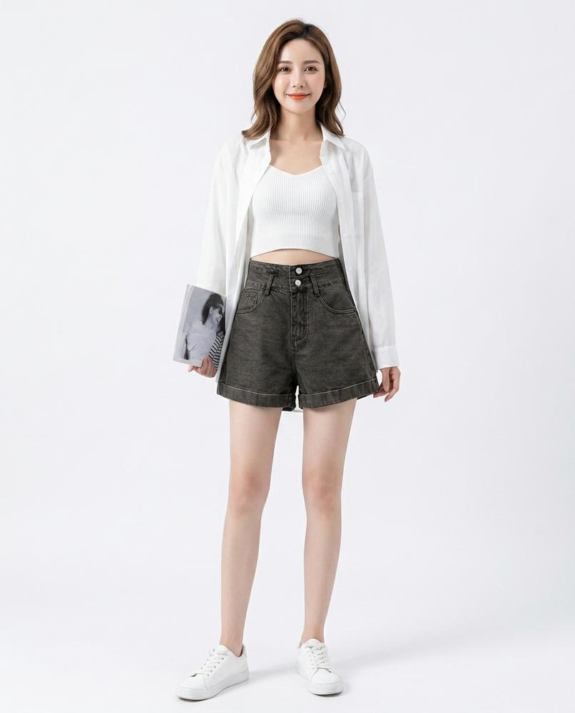Heidi Outlet - Nomin | Hochgeschnittene Gewaschene Hose Damen