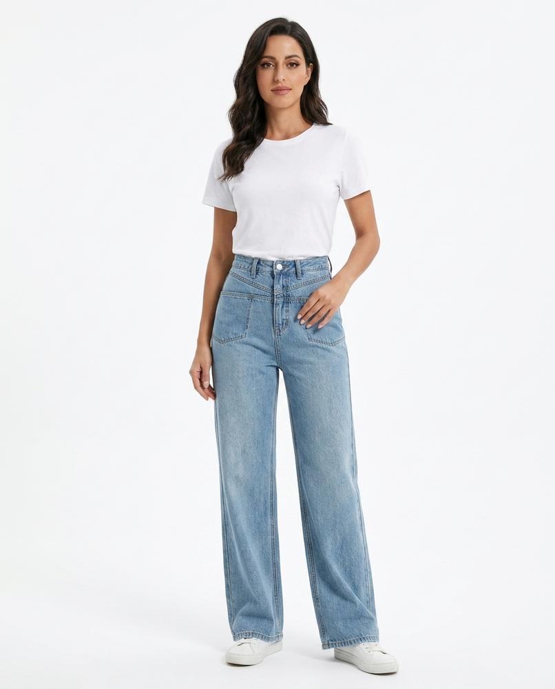 Heidi Outlet - Rozan | Hochtaillierte Weite Hose Damen