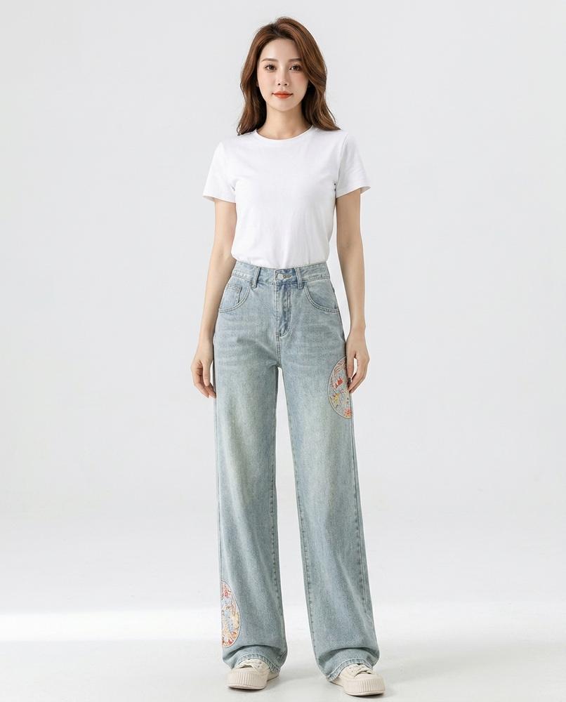 Heidi Outlet - Setir | Weitgeschnittene Bestickte Hose Damen