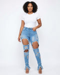 Heidi Outlet - Misel | Enganliegende Zerrissene Hose Damen