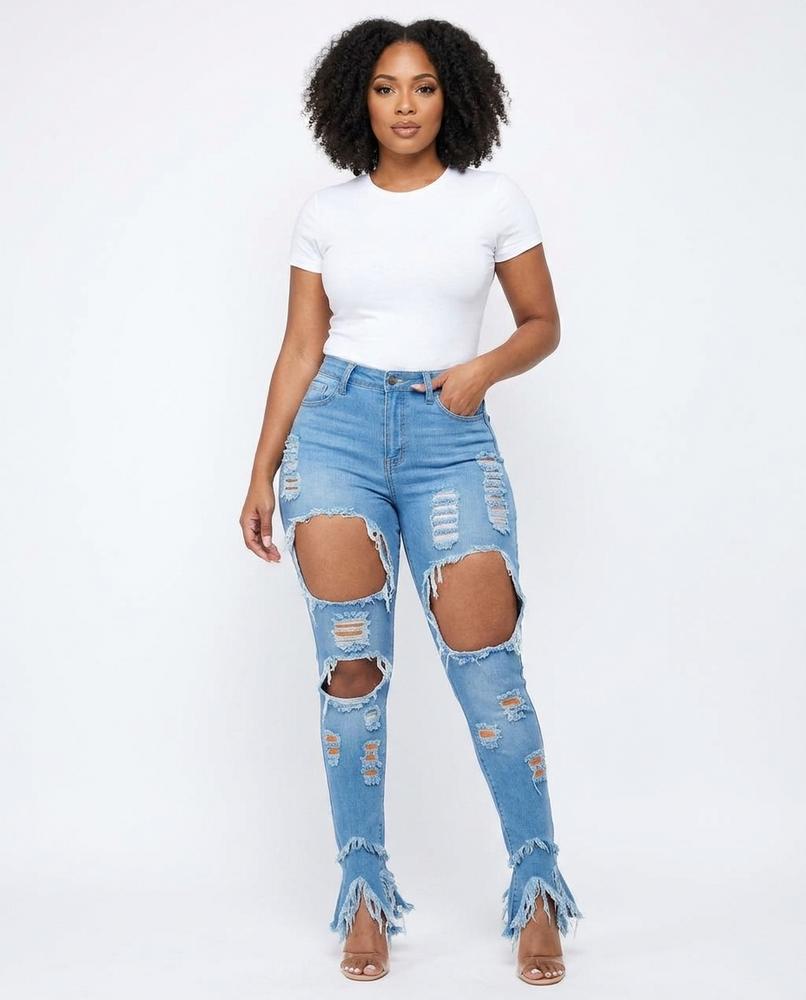 Heidi Outlet - Misel | Enganliegende Zerrissene Hose Damen