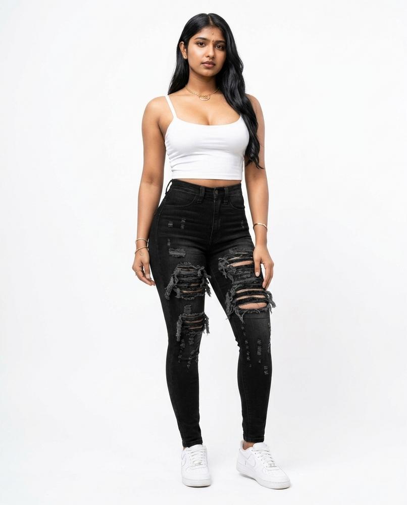 Heidi Outlet - Niser | Zerrissene Hochgeschnittene Hose Damen